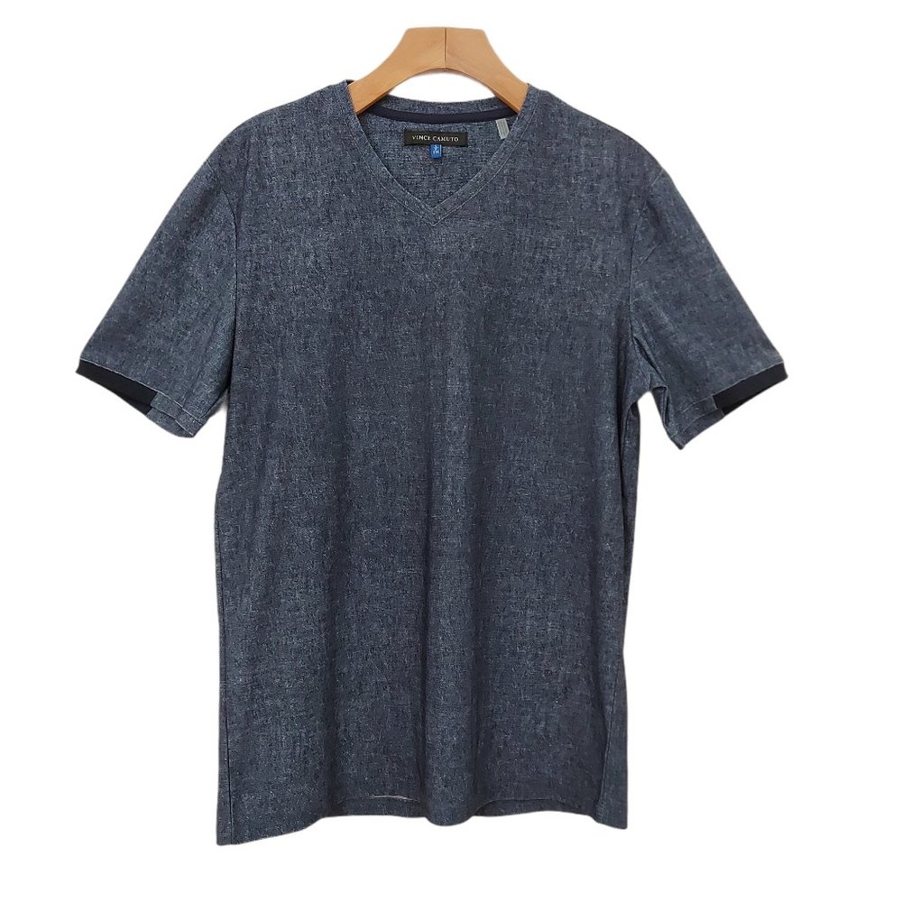 Vince Camuto Mens T-Shirt Size Small V-Neck Short Sleeve Blue